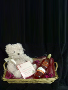 Wine and chocolate basket with teddy